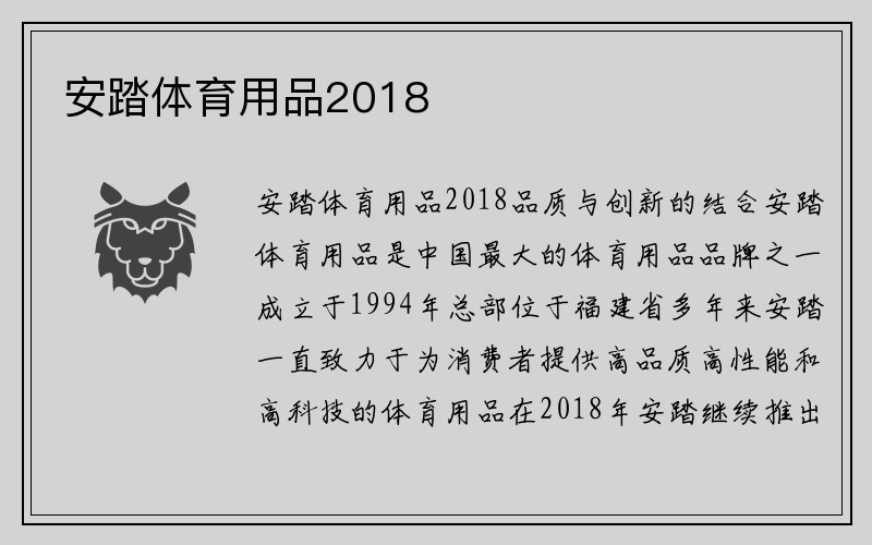 安踏体育用品2018