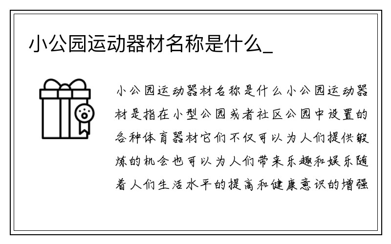 小公园运动器材名称是什么_