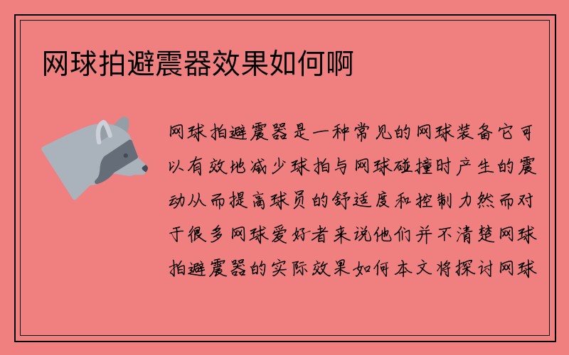 网球拍避震器效果如何啊