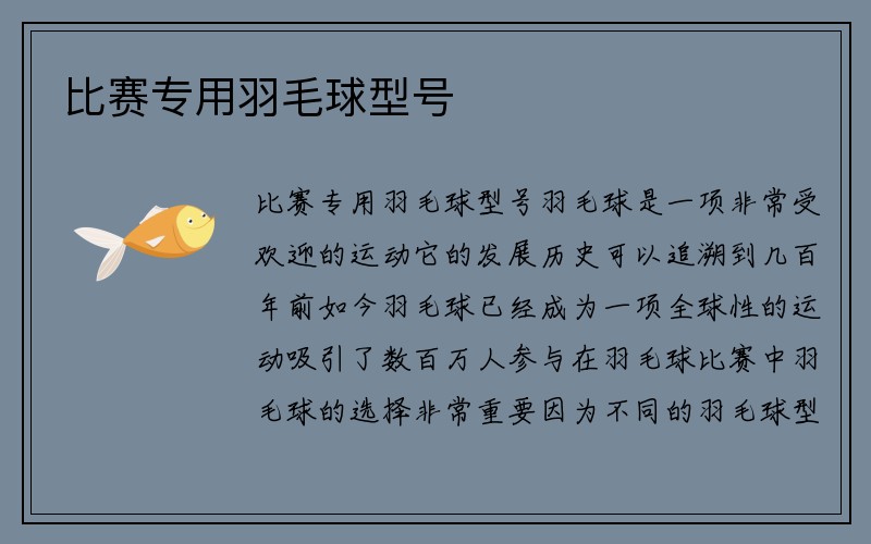 比赛专用羽毛球型号