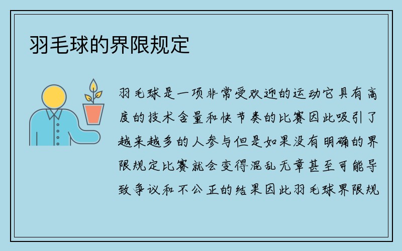 羽毛球的界限规定